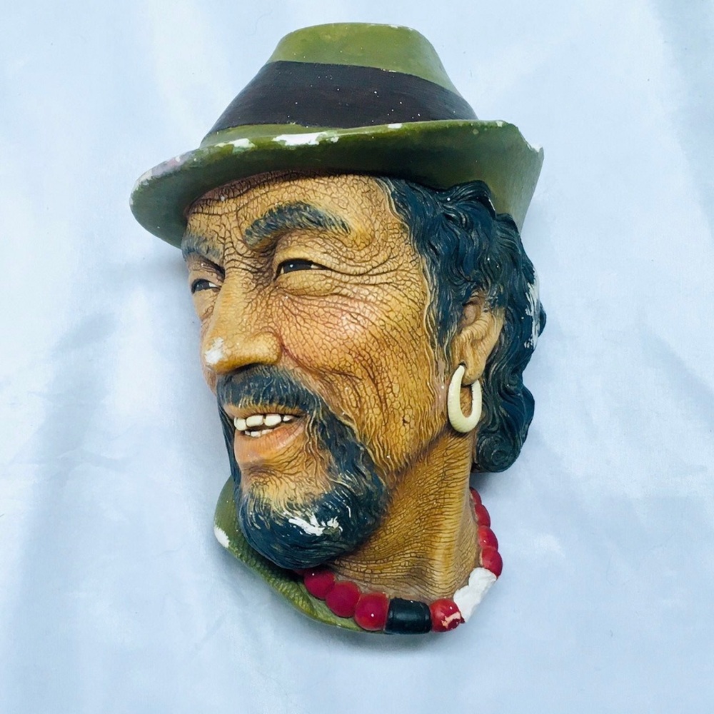 Bossons Chalkware Tibetan Man with Earring Head